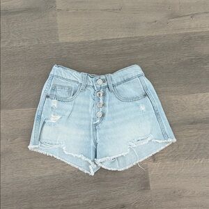 Zara Light Blue Button-Up Denim Shorts
